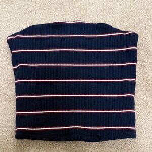 Garage Navy and White Striped Crop Top